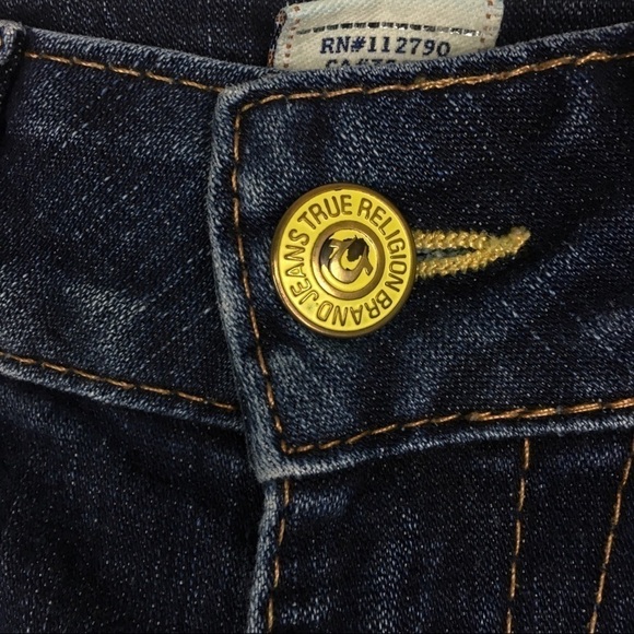 TRUE RELIGION Jeans Joey Twisted Flare Wide Leg Dark Wash Stretch Denim Size 28 - Picture 12 of 16